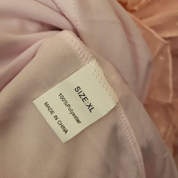 Unbranded Baby Doll Chiffon Swiss Dot Ruffle Open Back Dress XL Pink NEW - Picture 9 of 10